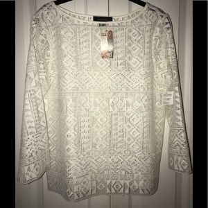 Karen Kane White Lace Women’s Shirt, Small